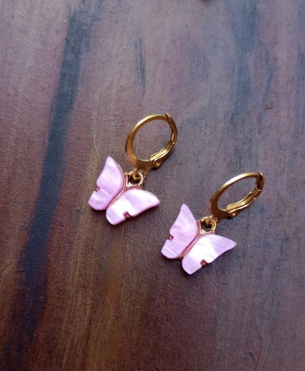 Producto - Aros Dorados con Mariposas - Lila