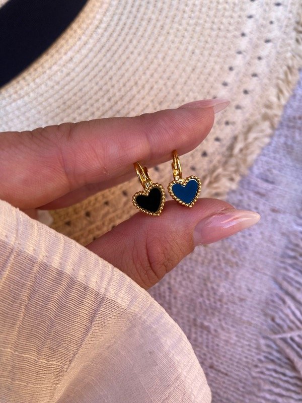 Producto - Aros Corazón colgante VC negro A.D