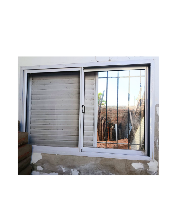 Producto - Ventana de aluminio con celosía y reja / 100x150