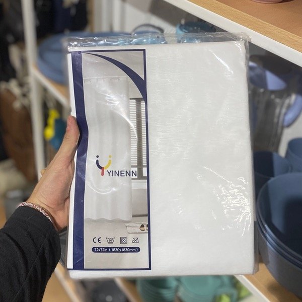 Producto - Cortina De Baño Blanca Con Ganchos EB20037