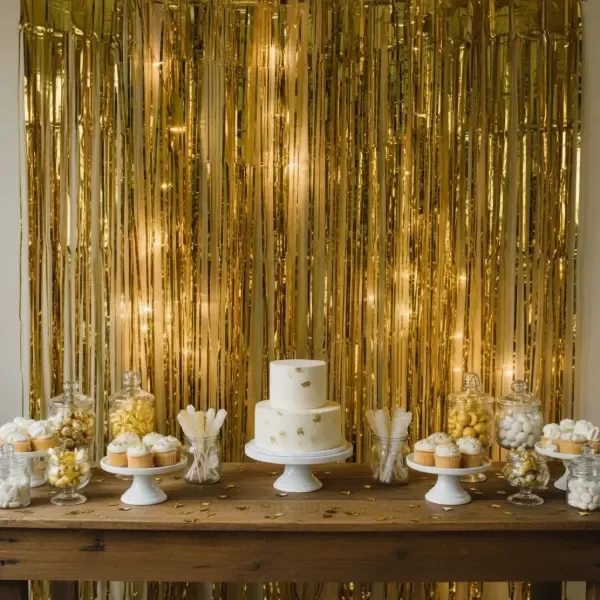 Producto - Cortina Dorada LLuvia Material Metalizado