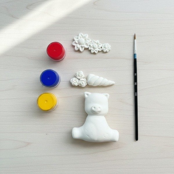Producto - SET DE FIGURAS EN PORCELANA FRIA ACRILICOS Y PINCEL PARA DECORAR EN CAJA - 6