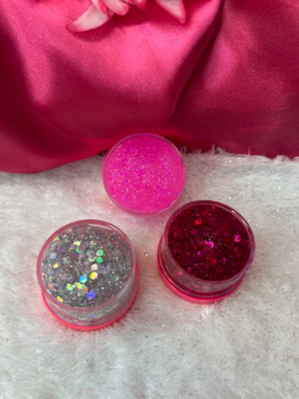 Producto - Glitter en gel en frasco con tapa fucsia - 1