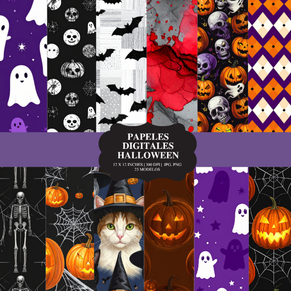 Producto - Archivo Digital: Papeles Halloween Tonos Oscuros