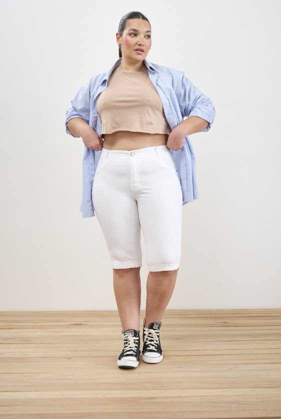 Producto - Bermuda jeans elastizada blanca