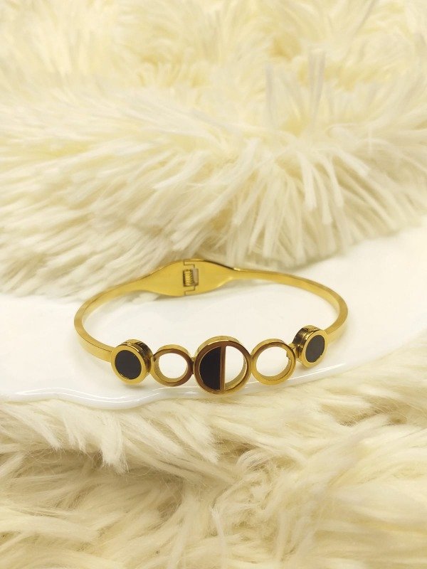 Producto - Esclava Cierre Italiano Circulo Negro Dorado