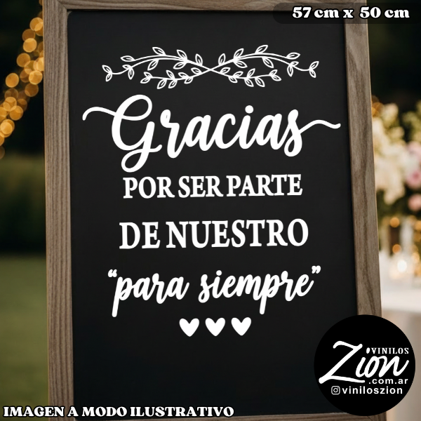 Producto - Vinilo Casamiento bodas: Gracias por ser parte de nuestro para siempre