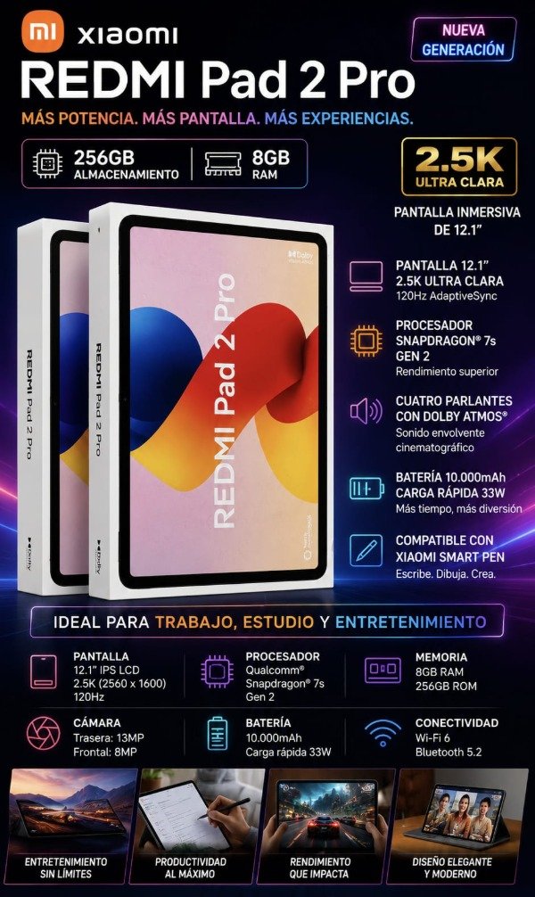 Producto - TABLET XIAOMI REDMI PAD 2 PRO 256/8
