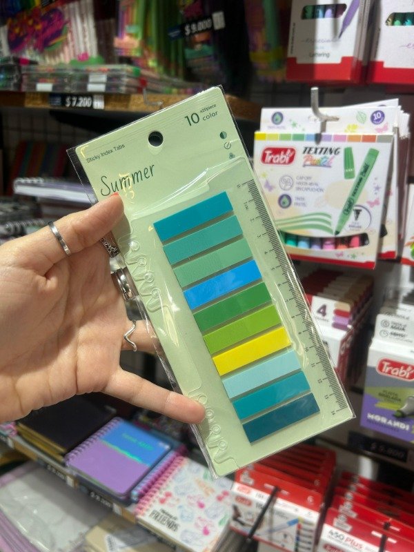 Producto - Post Its "Colores de Verano" con Regla p/Cuaderno 10 tonos