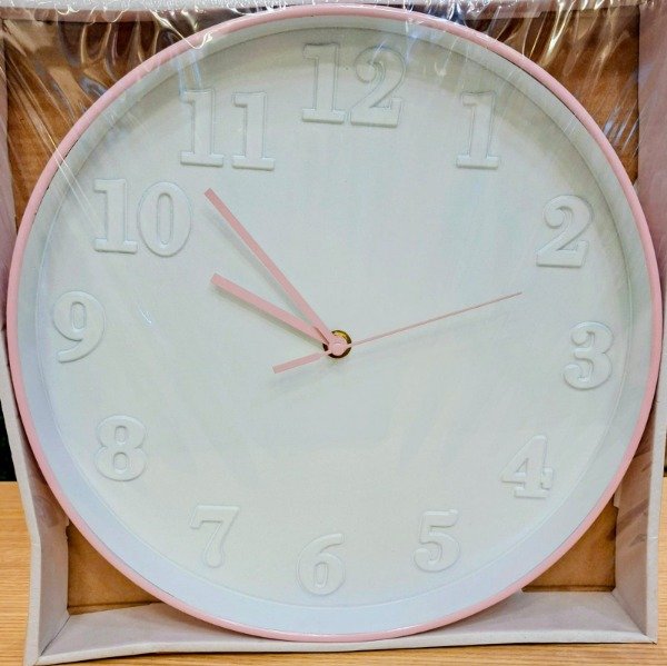 Producto - Reloj Redondo Pared Rosa Fondo Blanco 30cm