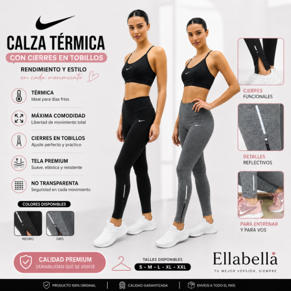 Producto - Calza Térmica Nike Mujer Con Cierres en Tobillos