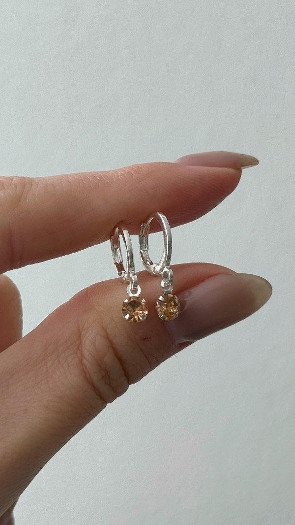 Producto - Argollas 12mm strass ambar ACERO BLANCO