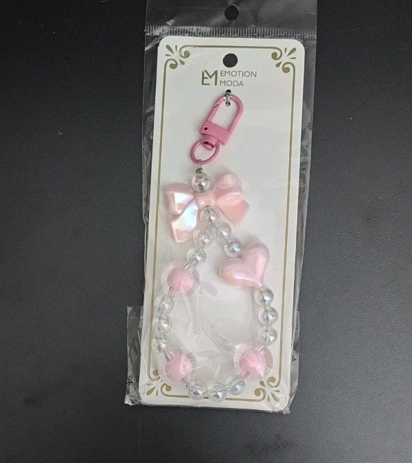 Producto - Llavero Piedra, Corazón,Moño Rosa