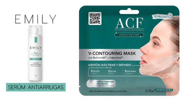 Producto - Kit Reafirmante Cuello-Mentón: Serum Antiarrugas Para Cuello Emily + Máscara ACF