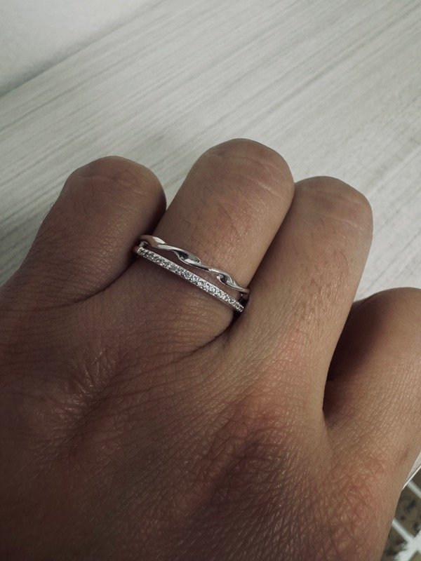 Producto - Anillo doble sinfín cubic Acero Blanco