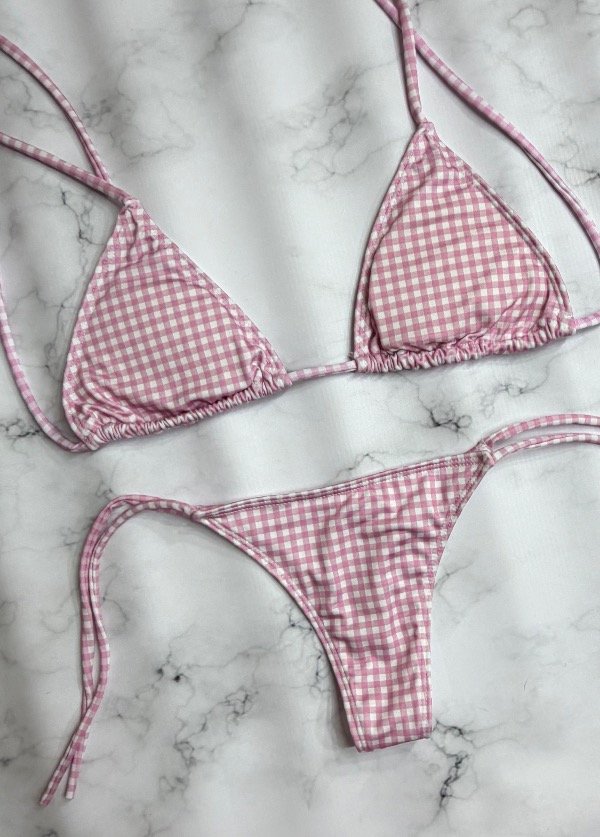 Producto - Bikini cuadros rosa