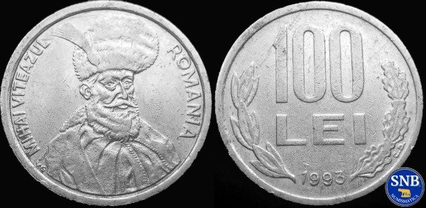 Producto - República de Rumanía - 100 Lei (1993) KM #111 - Estado Constitucional