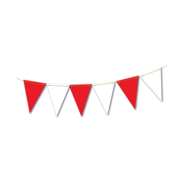 Producto - Banderin triangular lisos 2,40mts color rojo y blanco