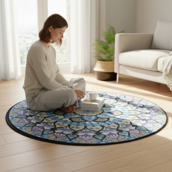 Producto - ALFOMBRA REDONDA HINDU 80 CM MANDALA DISEÑOS SURTIDOS
