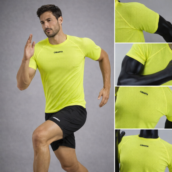 Producto - Camiseta cibarta Modelo Aire amarillo Fluo