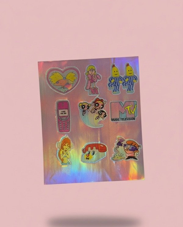 Producto - Plancha de stickers holográfica 90s
