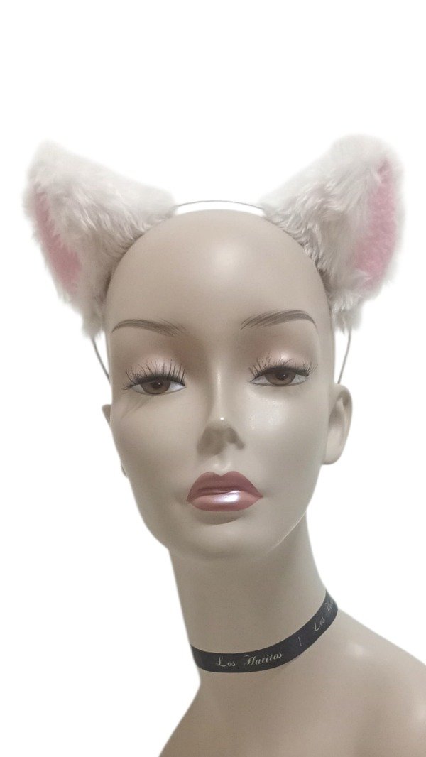 Producto - Vincha neko gato simple en peluche blanco