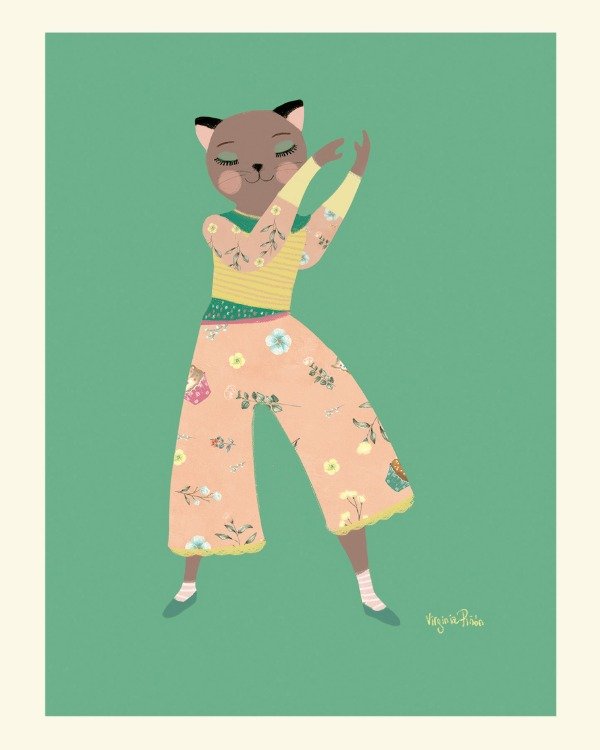 Producto - Lámina "gata vestida verde"