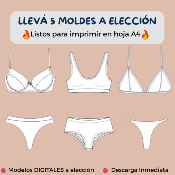 Producto - Pack 5 Moldes a Elección Ropa Interior