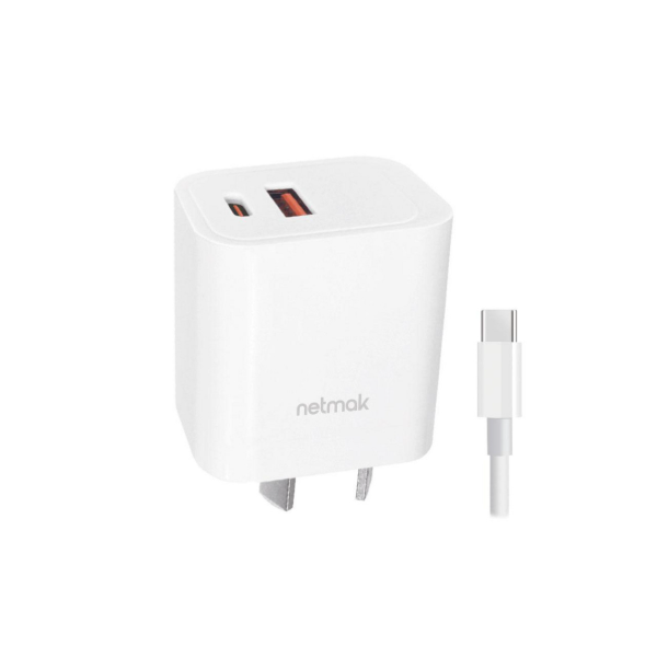 Producto - Cargador universal p/dispositivos Doble puerto -PD USB-C + QC USB -20W -c/cable