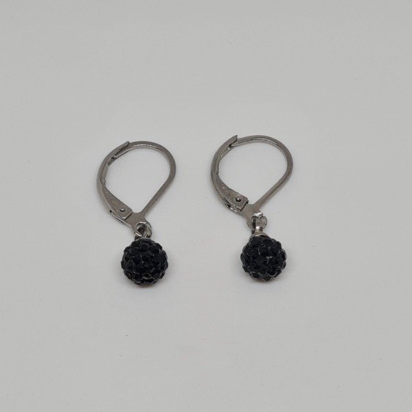 Producto - Aros brisura bola negra chicos