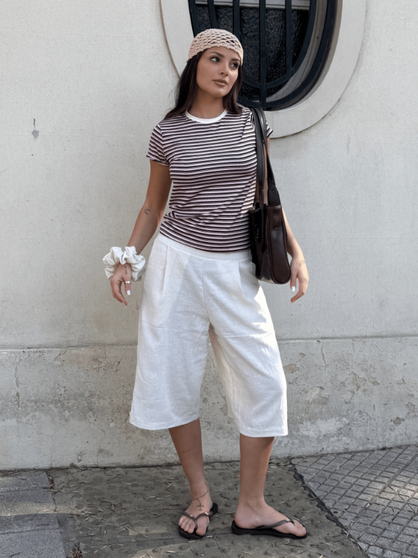 Producto - Short con pinzas y elastico (simil lino) - 0
