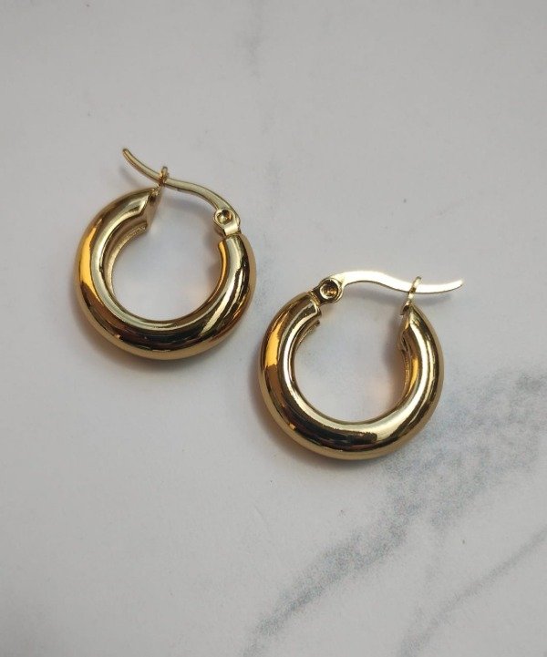 Producto - Argollas Infladas - Acero Dorado