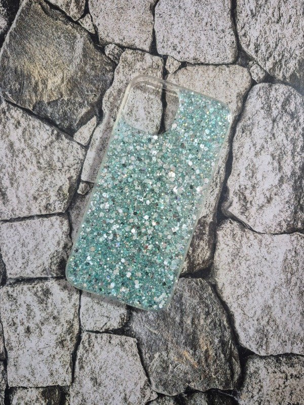 Producto - Funda rígida brillantina Iphone 14 celeste