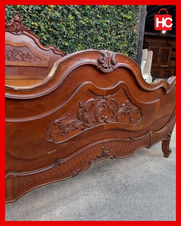 Producto - Cama de 2 plazas estilo Francés Luis XV / Provenzal en madera maciza tallada - 3
