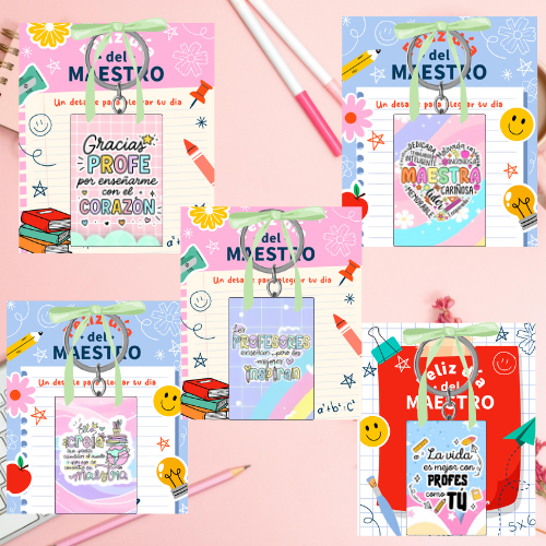 Producto - Tarjeta + llavero dia del maestro