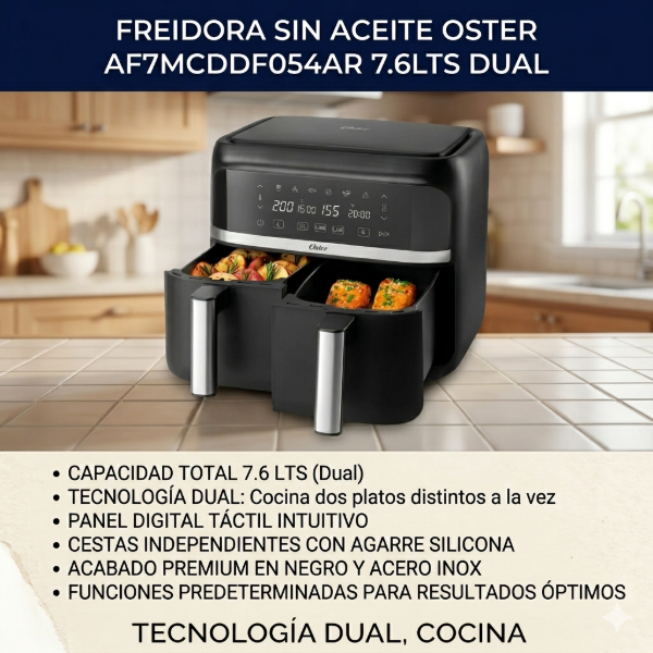 Producto - FREIDORA SIN ACEITE OSTER AF7MCDDF054AR 7.6LTS DUAL