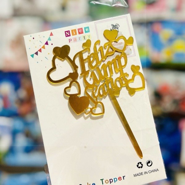 Producto - Topper para torta Feliz Cumpleaños Corazones