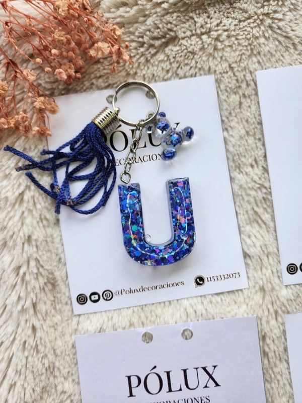 Producto - Inicial U - Glitter azul holo