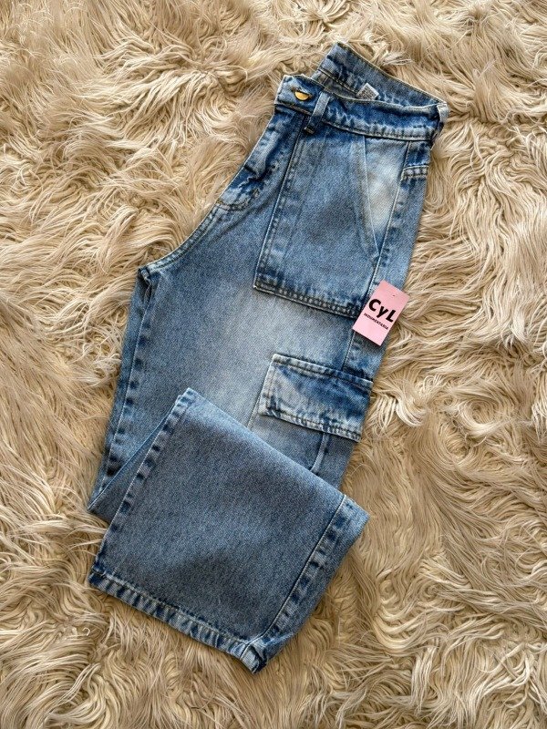 Producto - Wide leg cargo celeste