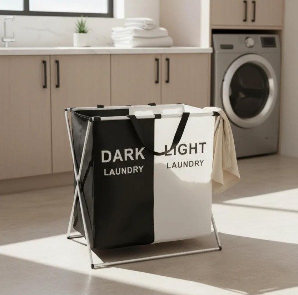 Producto - CESTO DE ROPA BLANCO Y NEGRO - 0