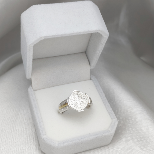 Producto - Anillo San Benito Plata 925 y Oro Redondo - 6