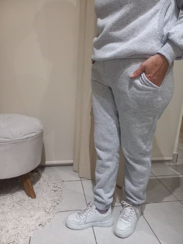 Producto - Babucha de algodón frizado gris