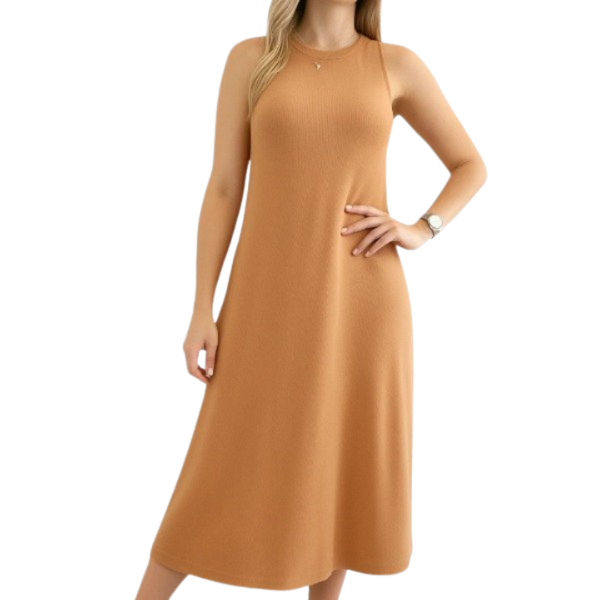 Producto - Vestido musculosa morley Premium con bolsillo Camel