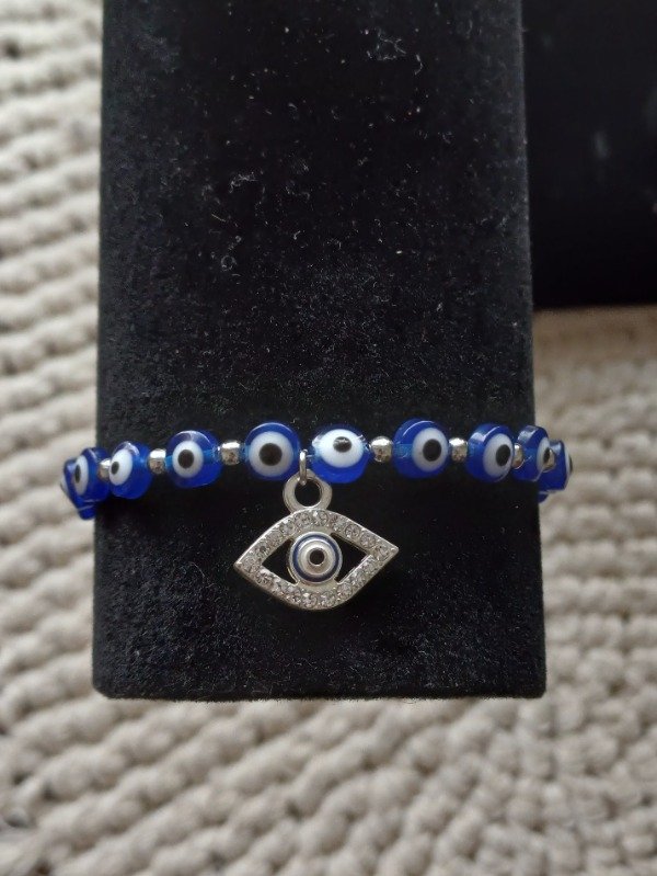 Producto - Pulsera ojos turcos azul con dije