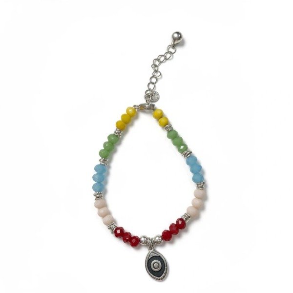 Producto - Pulsera crsitales con ojo acero blanco