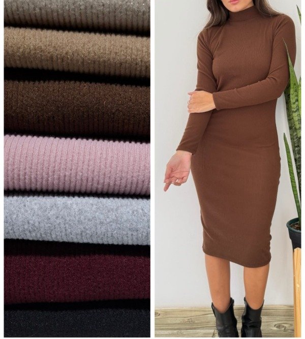 Producto - Vestido Vera (bordo/chocolate/verde)