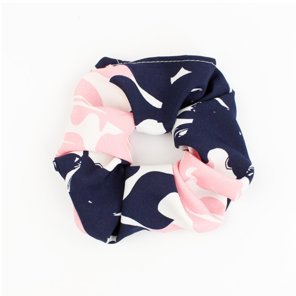 Producto - scrunchie Hibiscus (azul y rosa)