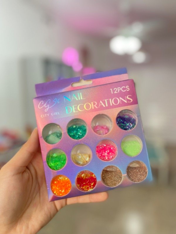 Producto - Set x12 deco glitter y nacar