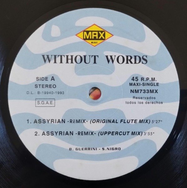 Producto - WITHOUT WORDS Assyrian (Remix) Vinilo 12 Italia 1993 Trance - 1
