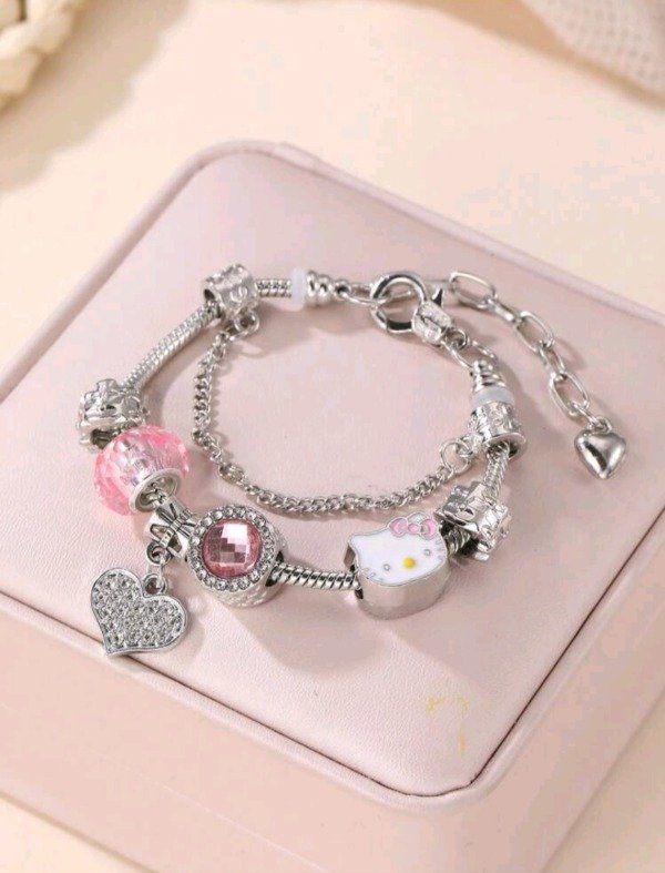 Producto - Pulsera Hello Kitty Rosa charms importada